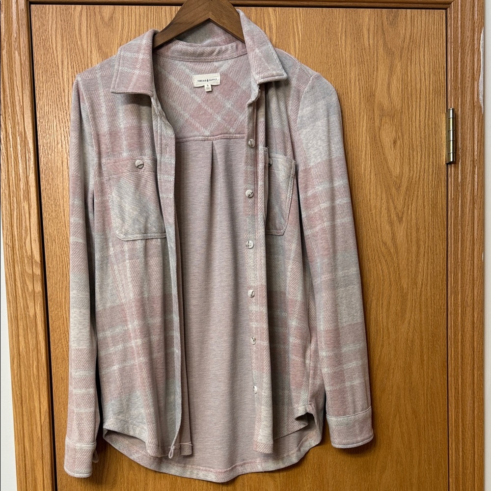Thread & Supply Plaid Button-Up Cardigan